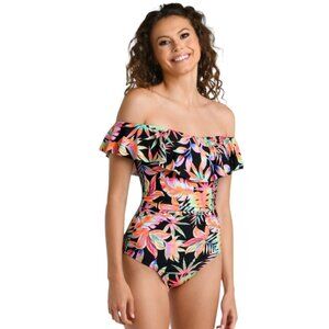 NWOT La Blanca Best Escape Off Shoulder Ruffle One Piece